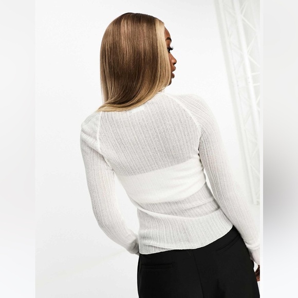 Sheer knit top with asymmetrical neckline - Picture 3 of 10